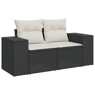 vidaXL Set mobilier de grădină cu perne, 5 piese, negru, poliratan