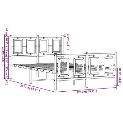 vidaXL Cadru pat metalic cu tăblie de cap/picioare, negru, 120x200 cm