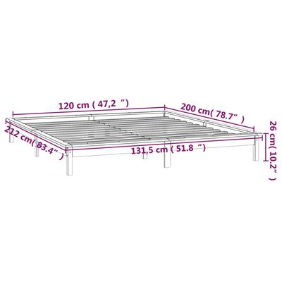 vidaXL Cadru de pat cu LED, 120x200 cm, lemn masiv