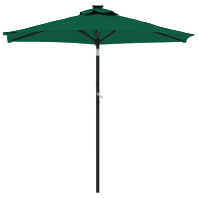 vidaXL Umbrelă soare de grădină stâlp din oțel/LED verde 225x225x212cm