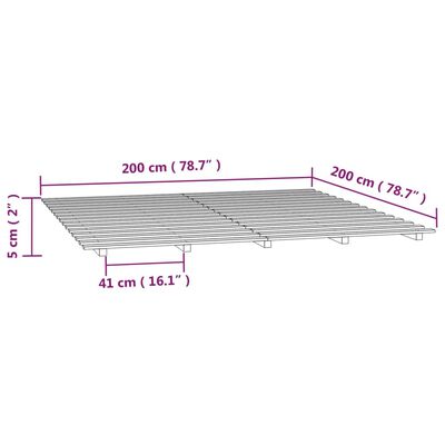 vidaXL Cadru de pat, 200x200 cm, lemn masiv de pin