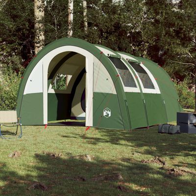 vidaXL Cort de camping tunel pentru 4 persoane, verde, impermeabil