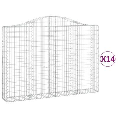 vidaXL Coșuri gabion arcuite 14 buc, 200x30x140/160cm, fier galvanizat