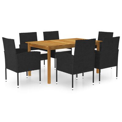 vidaXL Set mobilier de grădină, 7 piese, negru