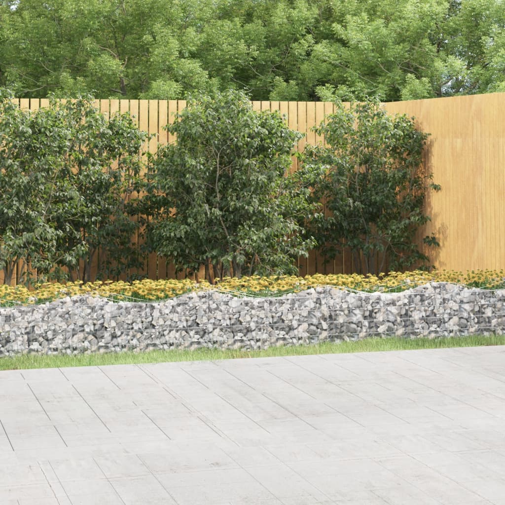 vidaXL Strat înălțat cu gabion arcuit, 800x50x50 cm, fier galvanizat