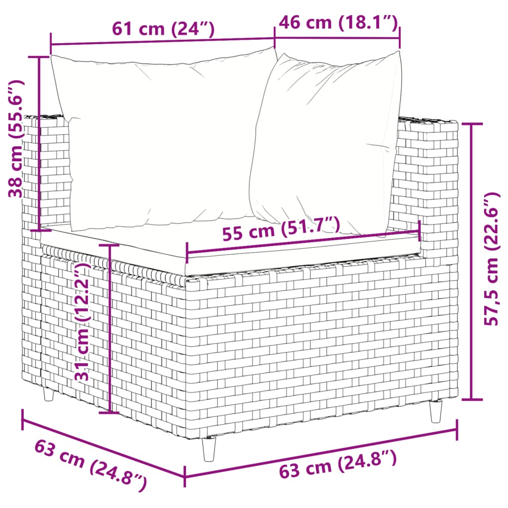 vidaXL Set mobilier de grădină cu perne, 7 piese, maro, poliratan