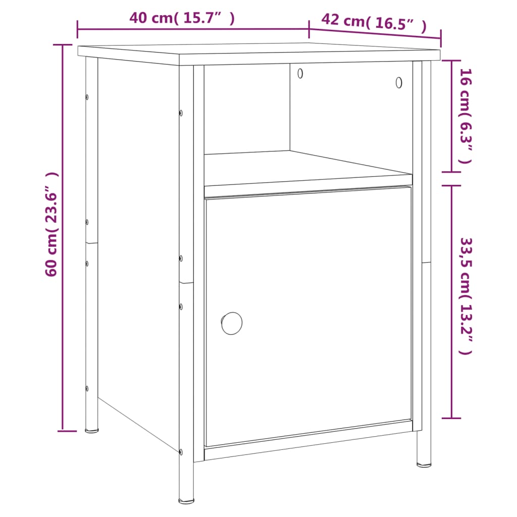 vidaXL Noptiere, 2 buc., stejar sonoma, 40x42x60 cm, lemn prelucrat