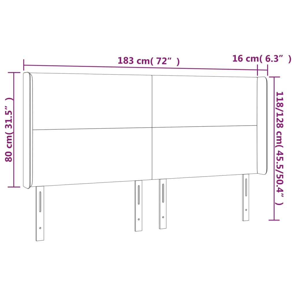 vidaXL Tăblie de pat cu LED, maro închis, 183x16x118/128 cm, textil