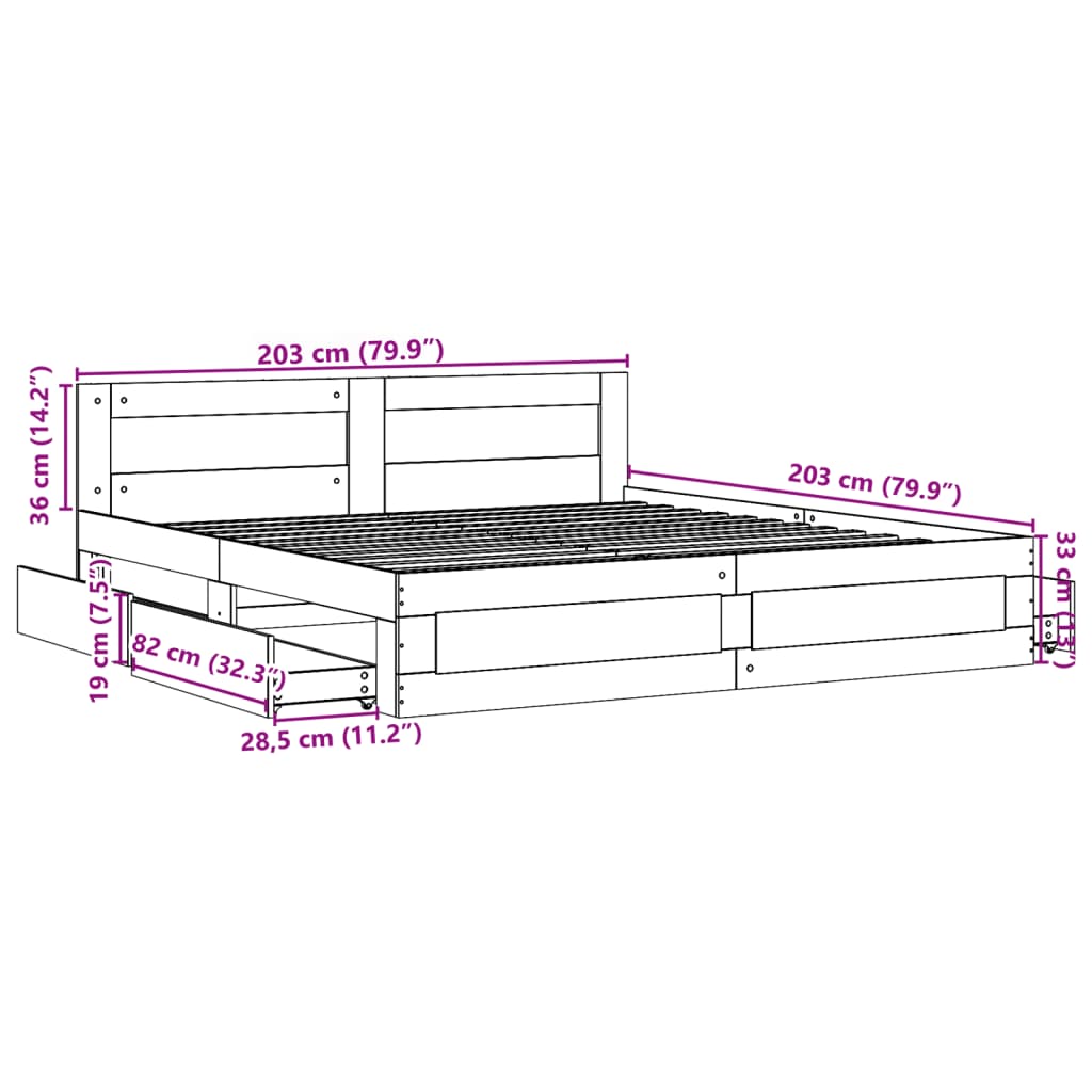 vidaXL Cadru de pat cu tăblie stejar sonoma 200x200 cm lemn prelucrat