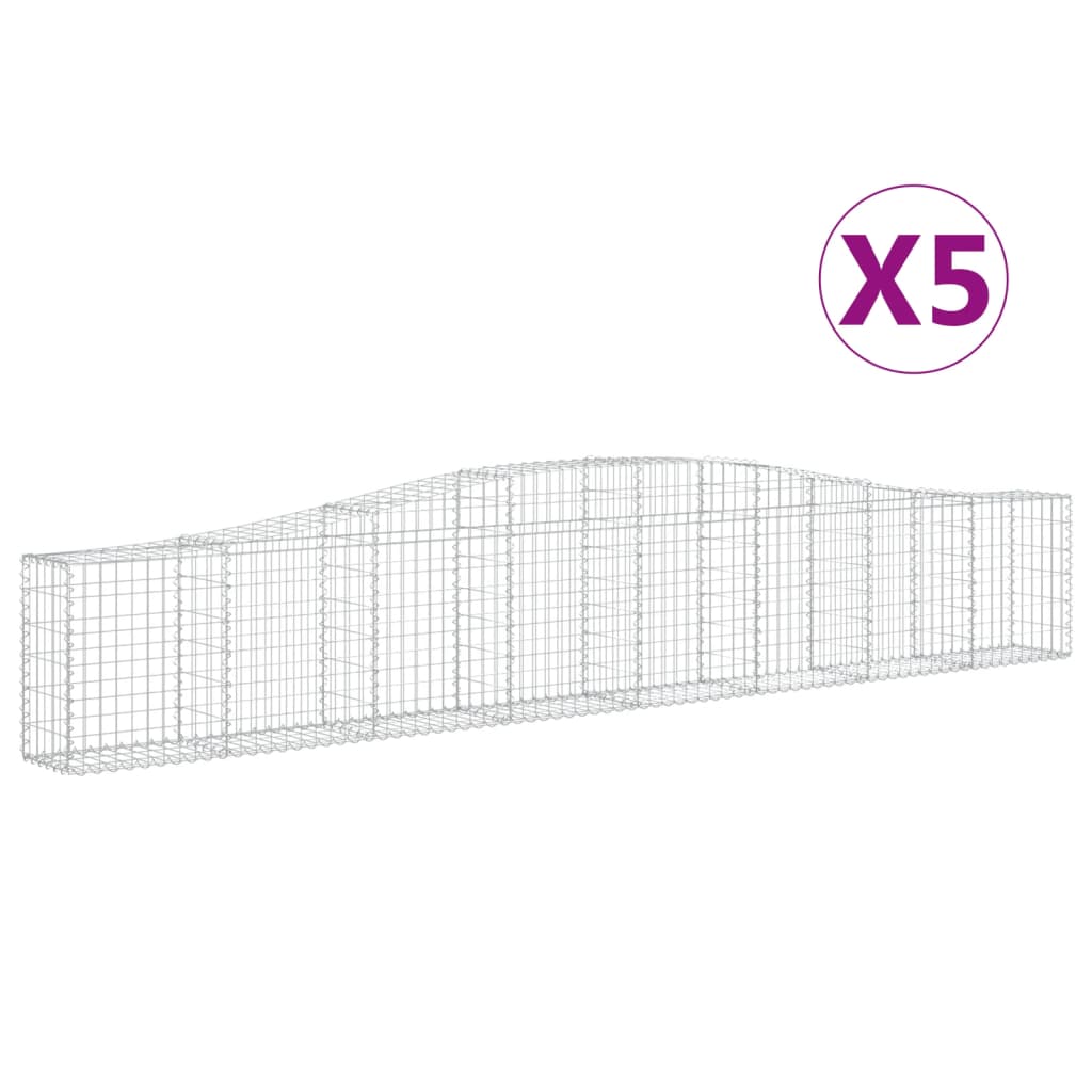 vidaXL Coșuri gabion arcuite 5 buc, 400x30x60/80 cm, fier galvanizat