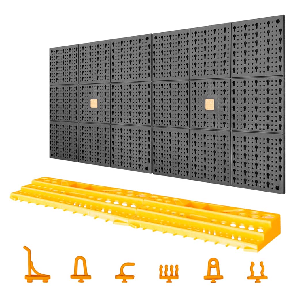 vidaXL Perete pentru unelte, 500x1000 mm, 50 cârlige, PP