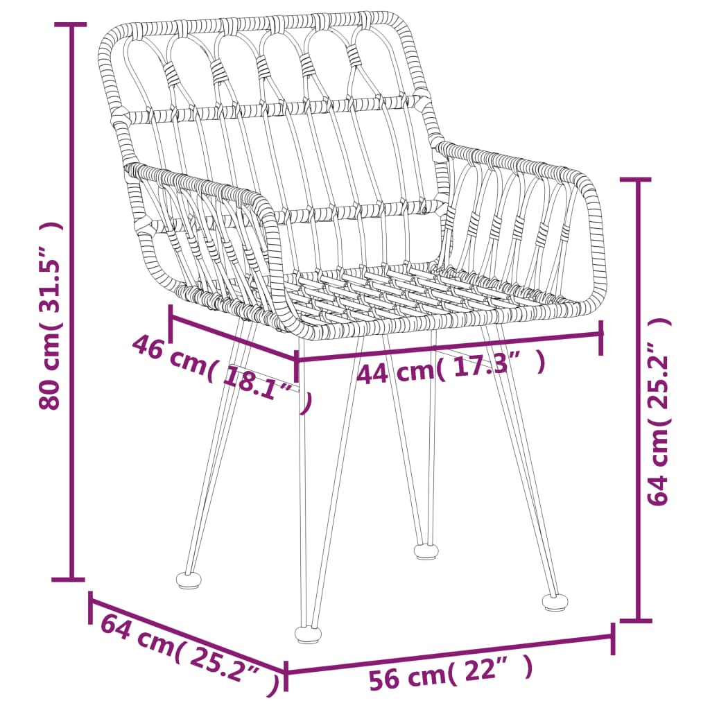 vidaXL Set mobilier de grădină, 5 piese, poliratan