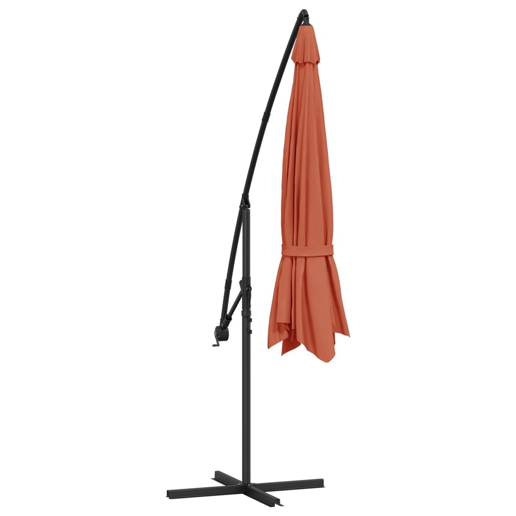 vidaXL Umbrelă suspendată, stâlp din aluminiu, 350 cm, teracota