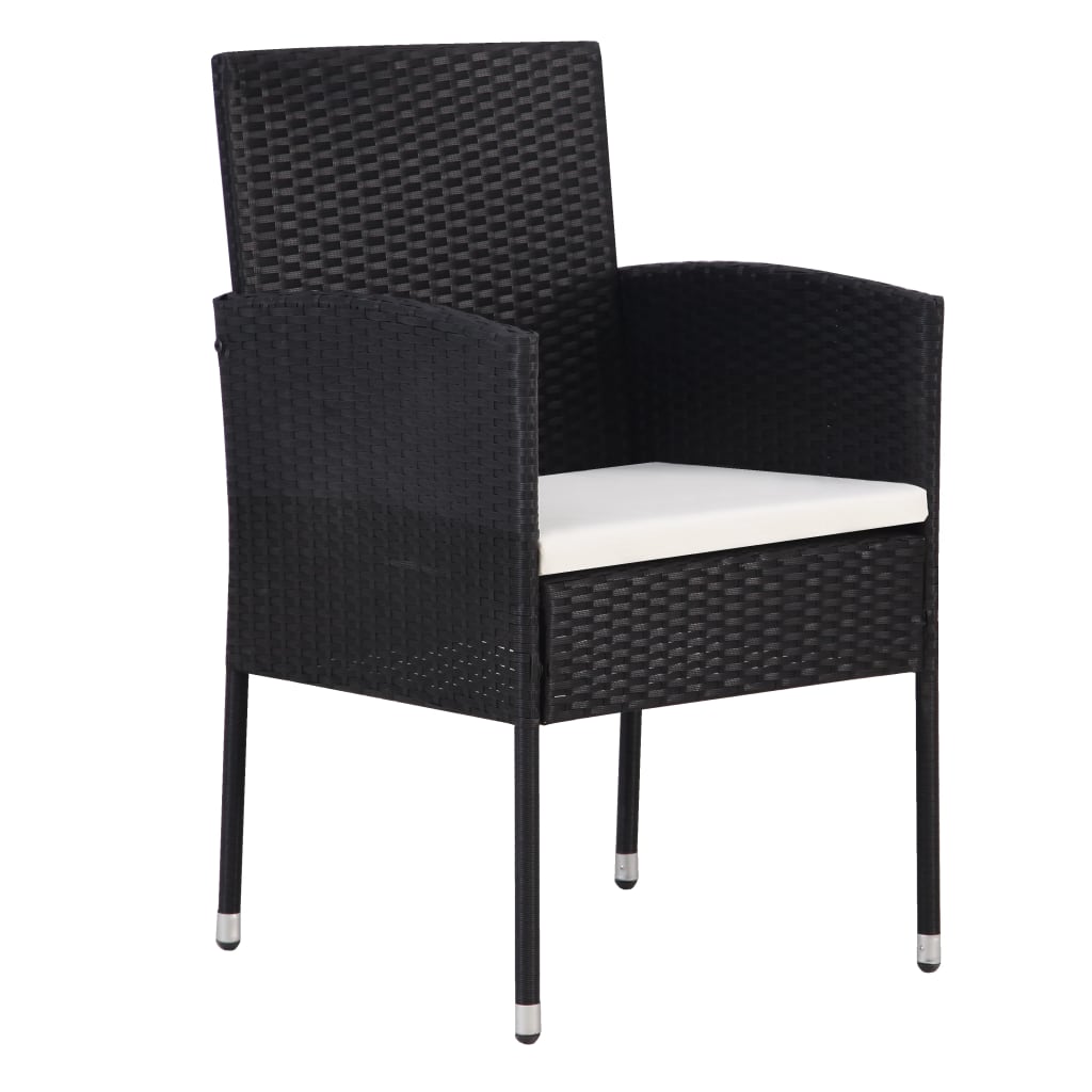 vidaXL Set mobilier de grădină, 7 piese, negru, poliratan