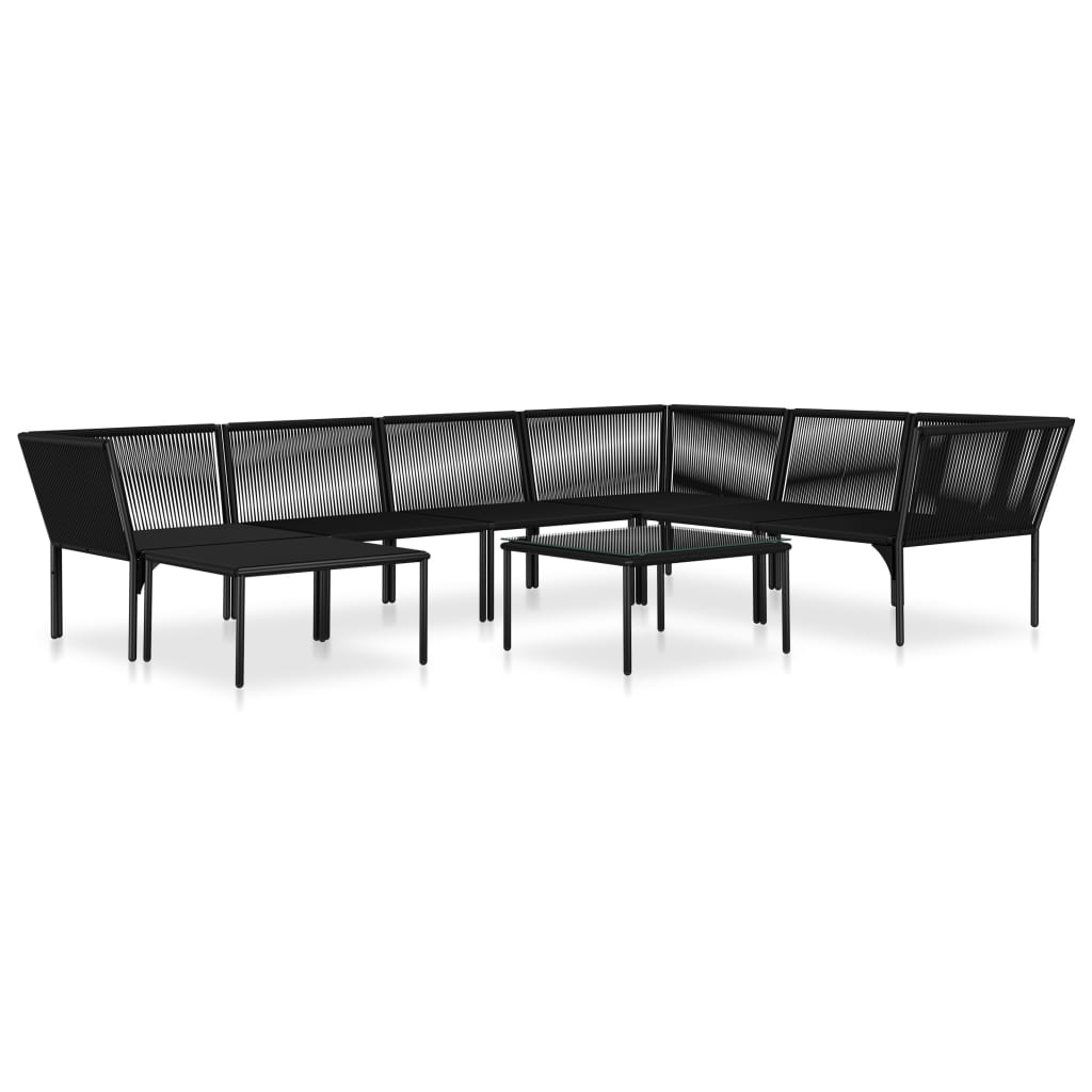 vidaXL Set mobilier de grădină cu perne, 8 piese, negru, PVC