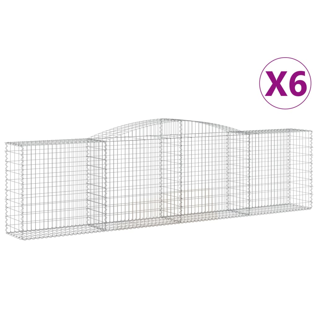 vidaXL Coșuri gabion arcuite 6 buc, 400x50x100/120 cm fier galvanizat