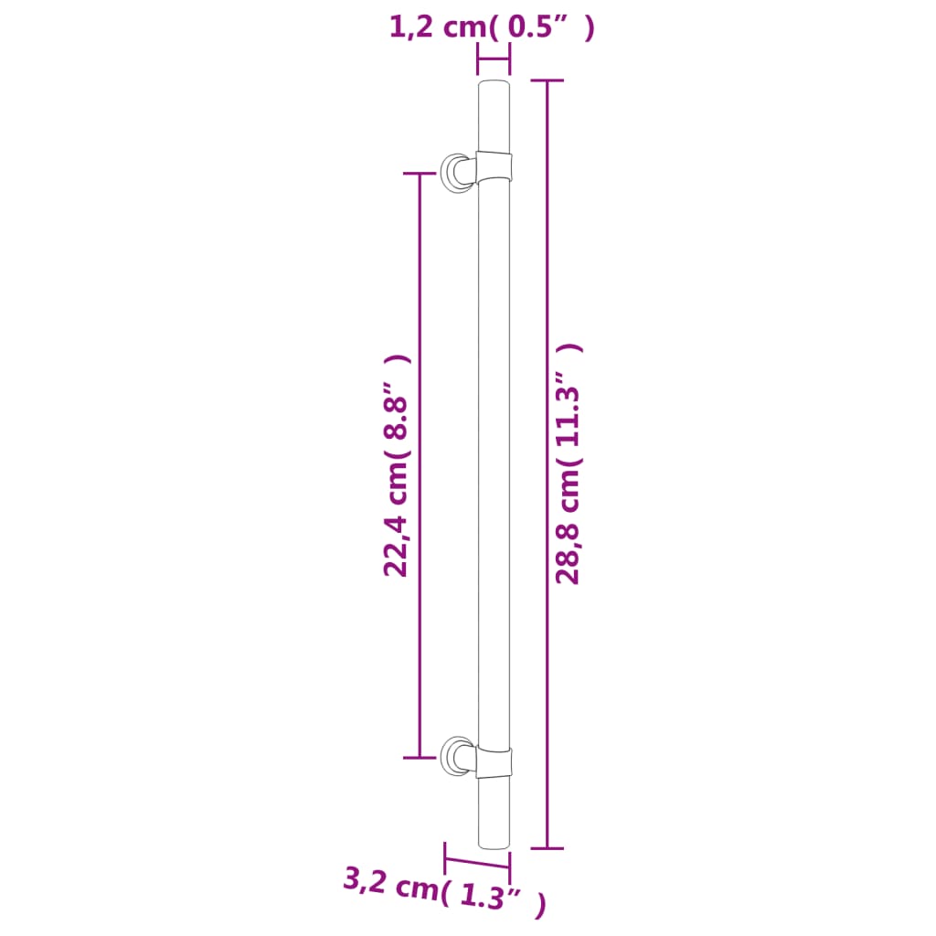 vidaXL Mânere de dulap, 20 buc., negru, 224 mm, oțel inoxidabil