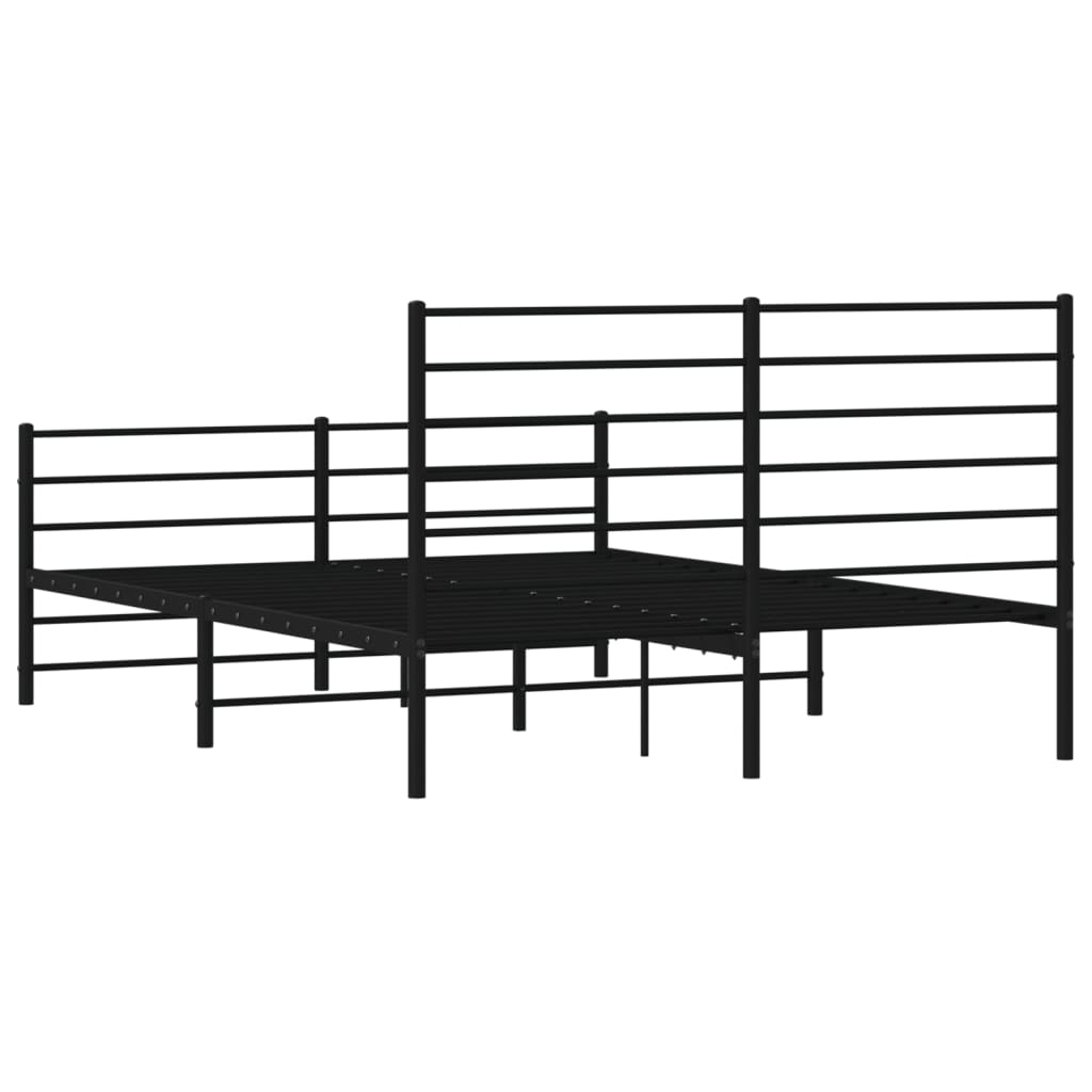 vidaXL Cadru pat metalic cu tăblie de cap/picioare, negru, 135x190 cm