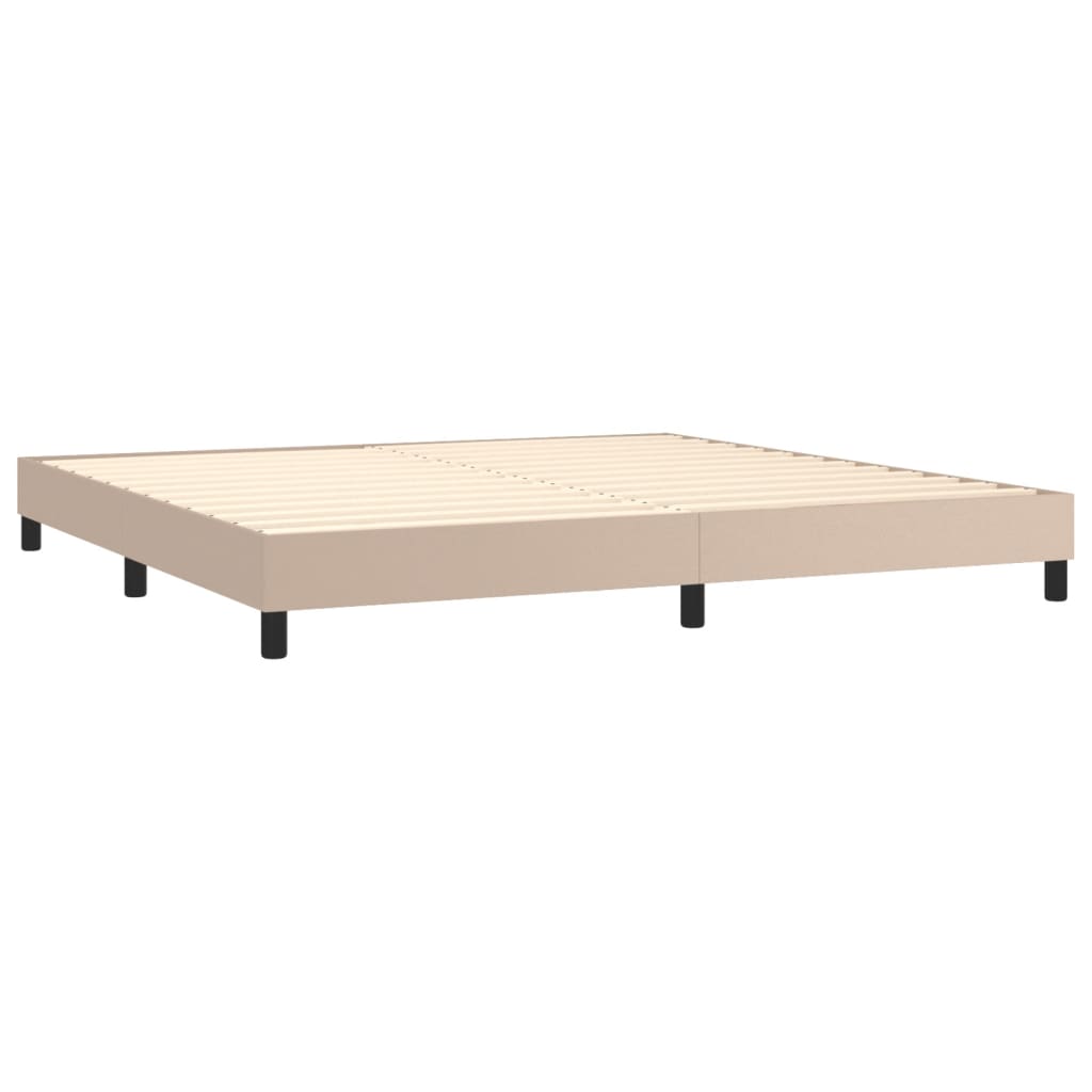 vidaXL Pat continental cu saltea, cappuccino, 200x200 cm, piele eco