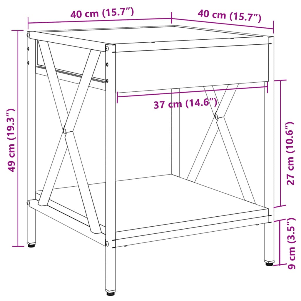 vidaXL Măsuță de cafea cu LED infinity, negru, 40x40x49 cm