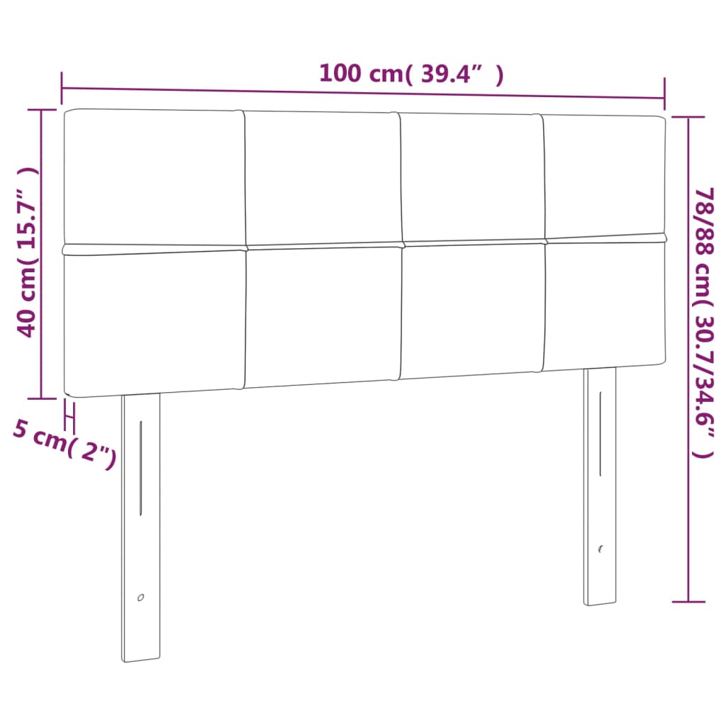 vidaXL Tăblie de pat cu LED, gri deschis, 100x5x78/88 cm, catifea