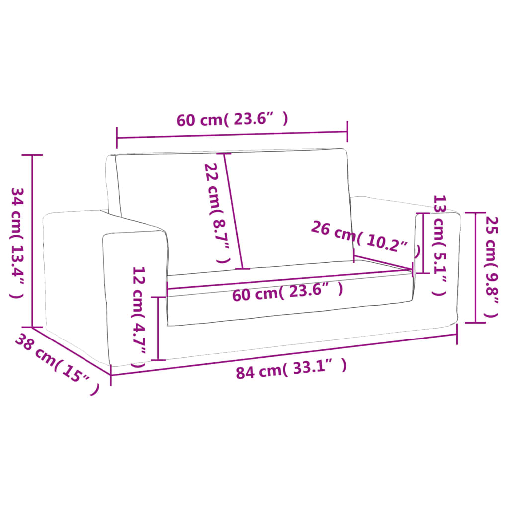 vidaXL Canapea extensibilă de copii 2 locuri, gri deschis, pluș moale