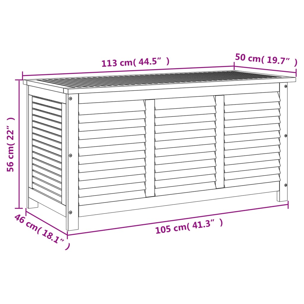 vidaXL Ladă depozitare grădină cu grilaj 113x50x56cm lemn masiv acacia