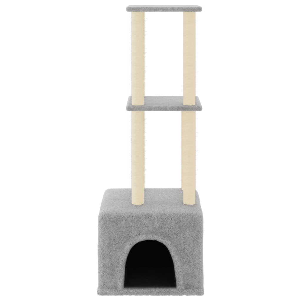 vidaXL Ansamblu pisici, stâlpi din funie sisal, gri deschis, 133,5 cm