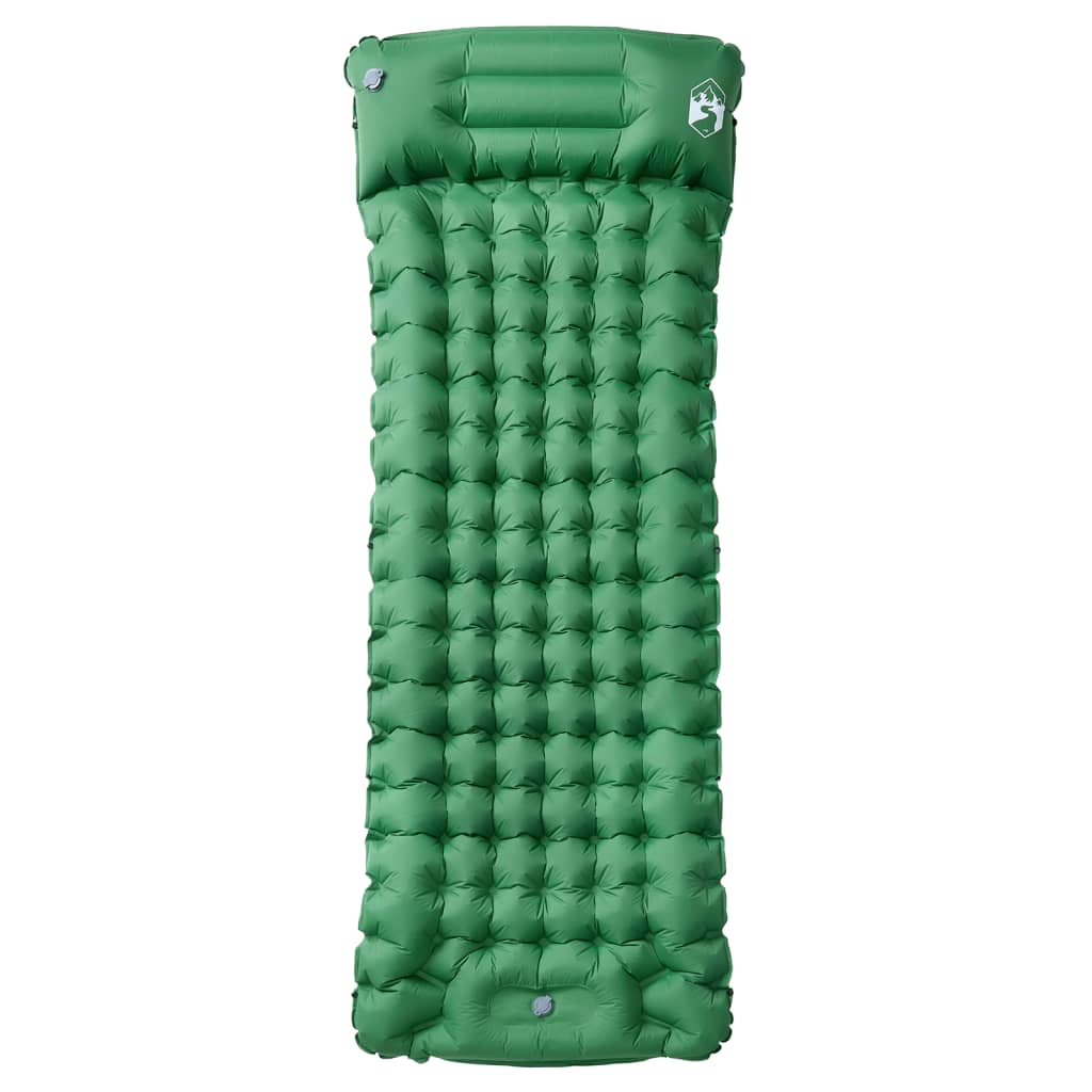 vidaXL Saltea camping auto-gonflabilă, cu pernă, 1 persoană, verde