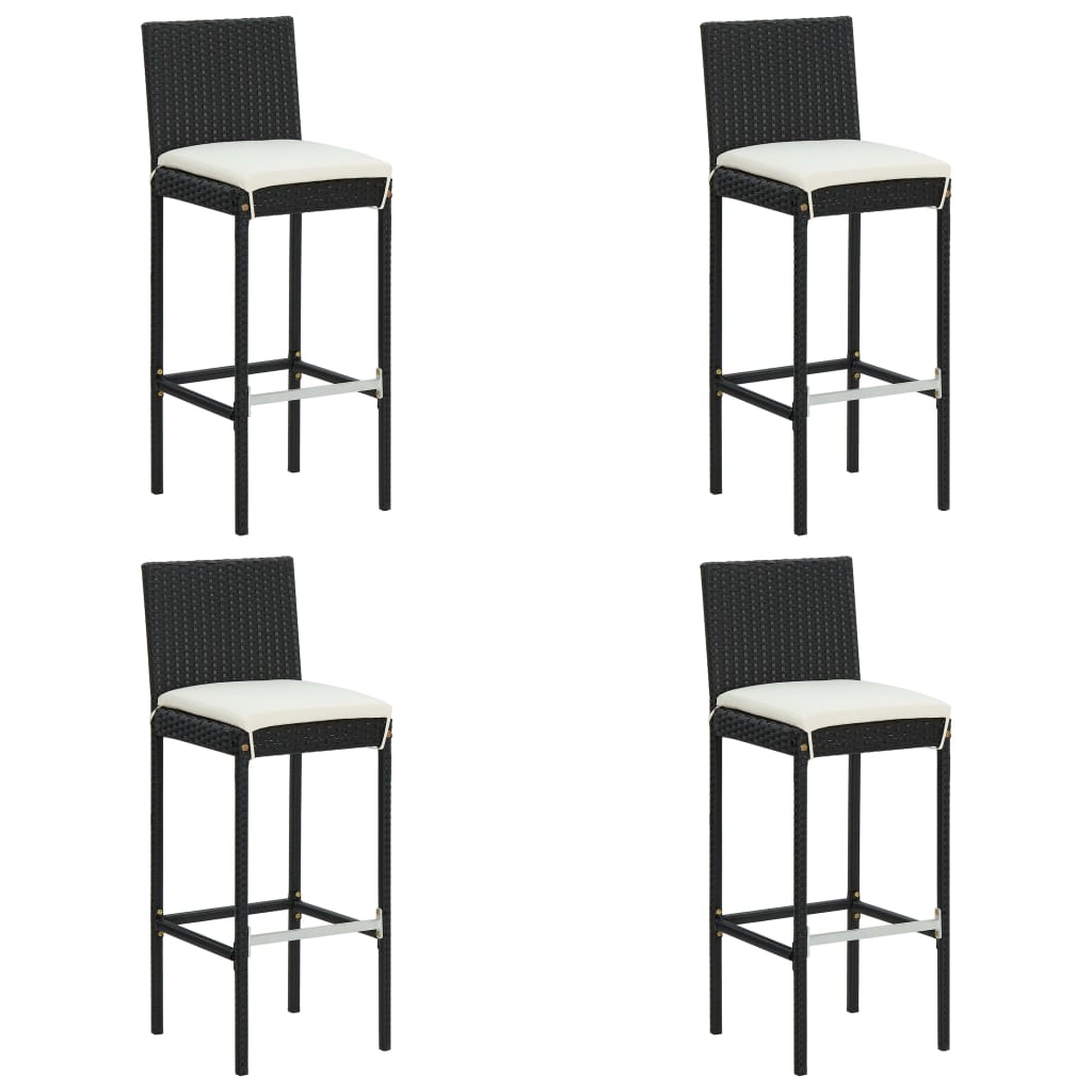 vidaXL Set mobilier bar exterior cu perne, 5 piese, negru, poliratan