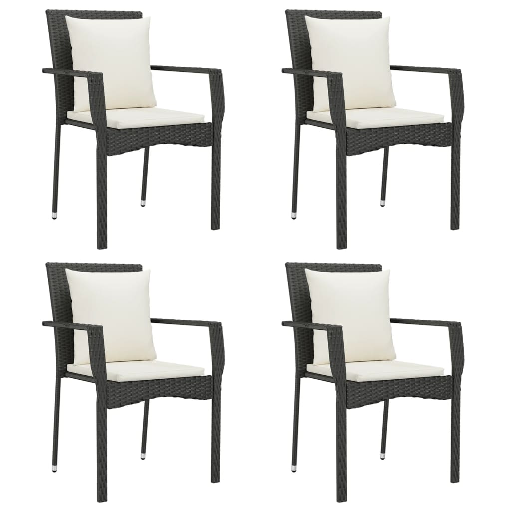 vidaXL Set mobilier de grădină cu perne, 5 piese, negru, poliratan