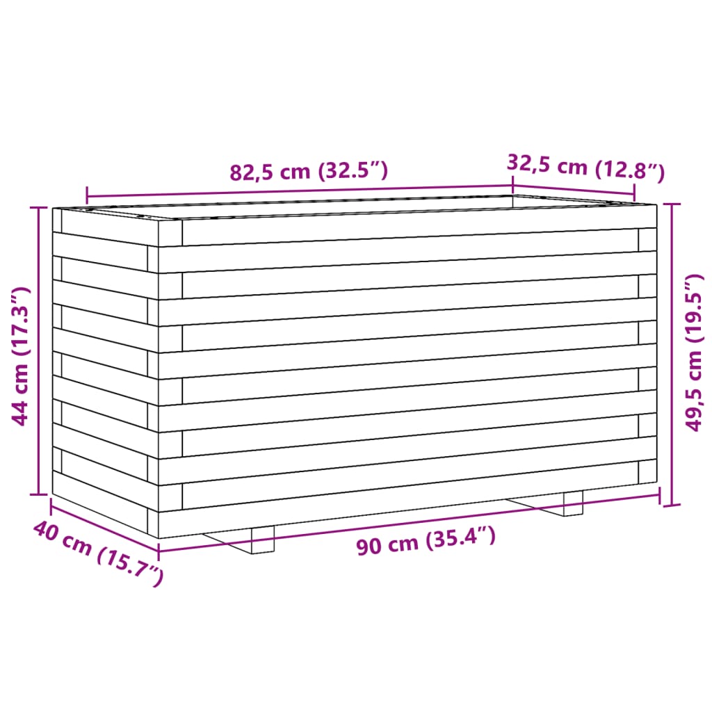 vidaXL Jardinieră de grădină, 90x40x49,5 cm, lemn masiv de pin