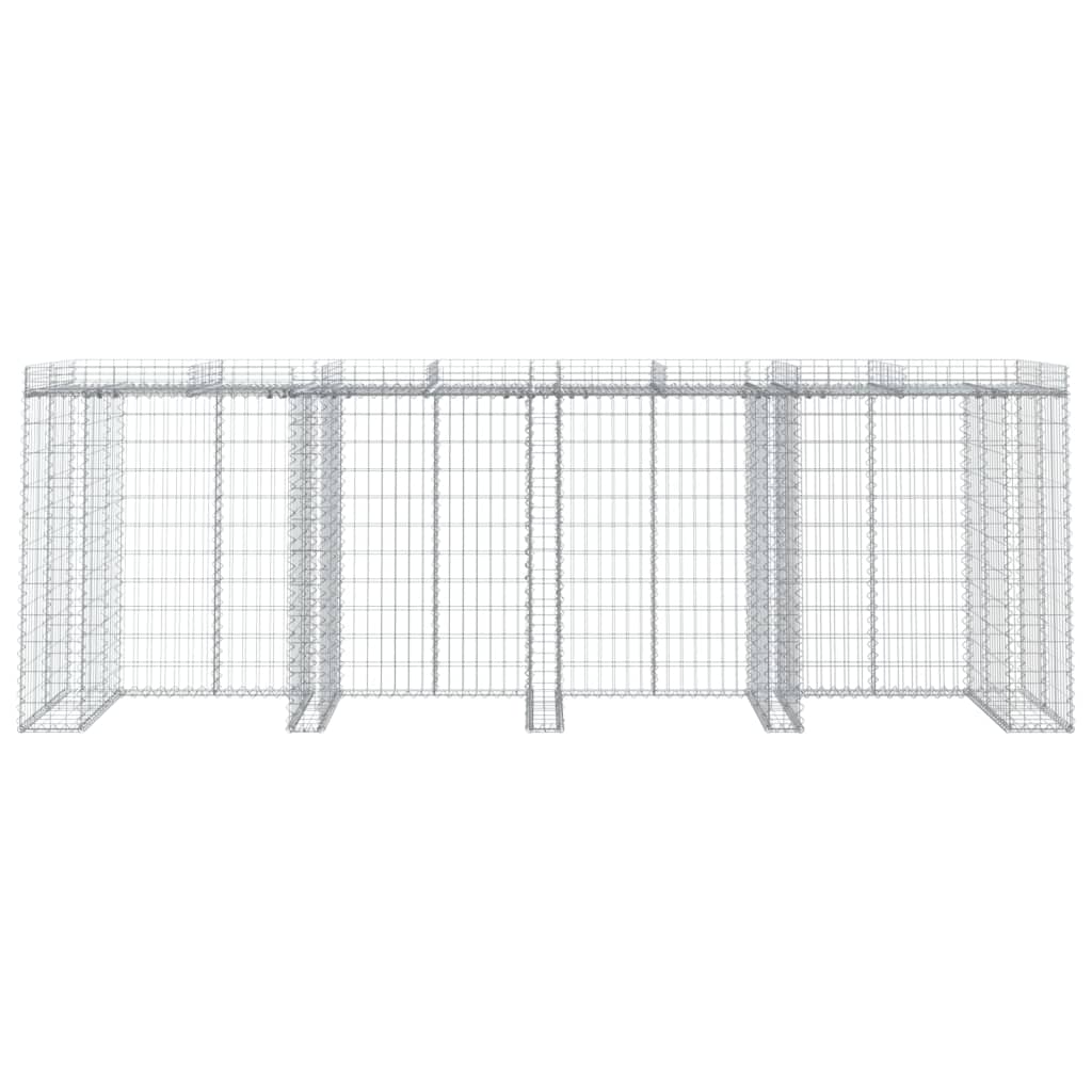 vidaXL Perete gabion pentru pubela gunoi 350x91x120 cm fier galvanizat