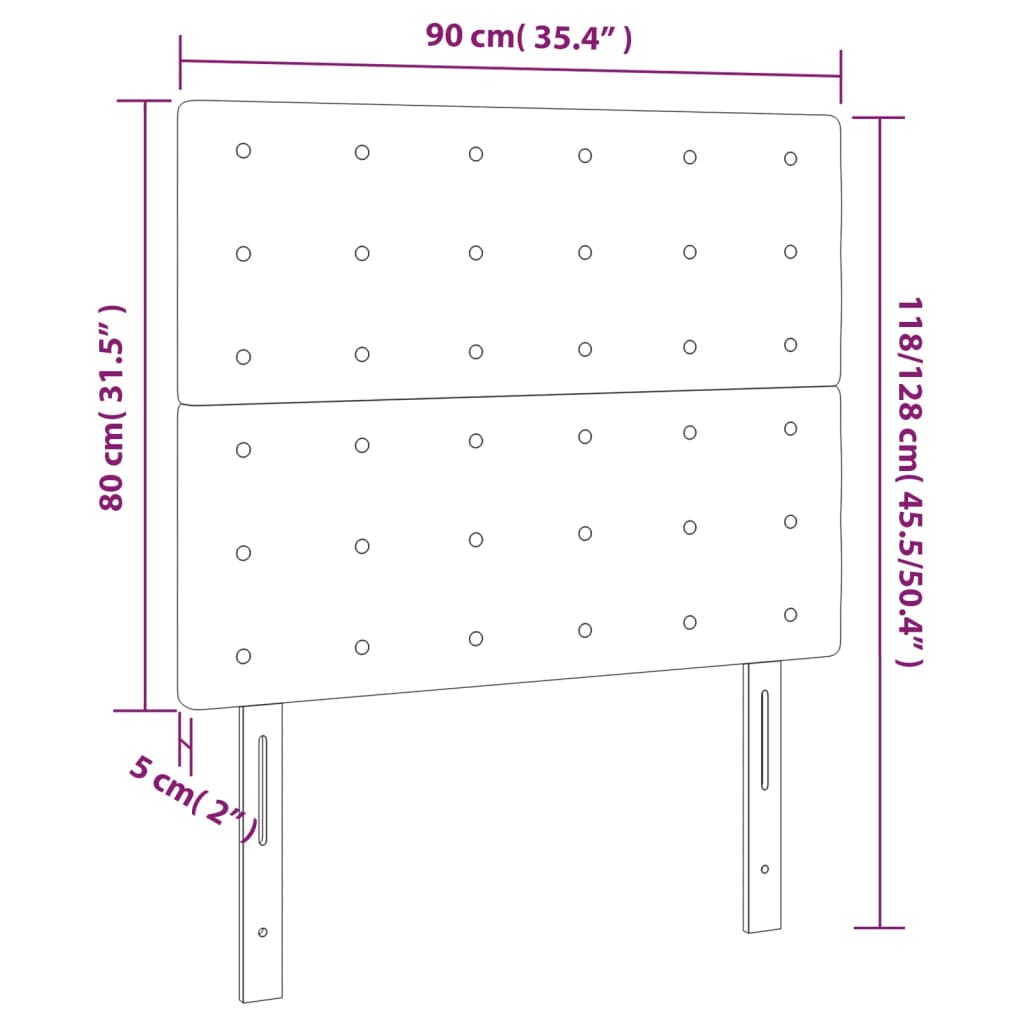 vidaXL Tăblii de pat, 2 buc, alb, 90x5x78/88 cm, piele ecologică