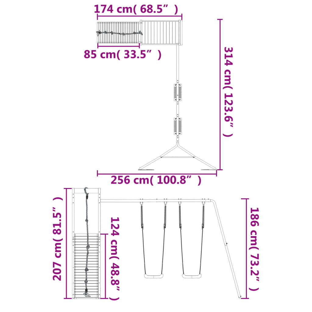 vidaXL Set de joacă pentru exterior, lemn de pin impregnat