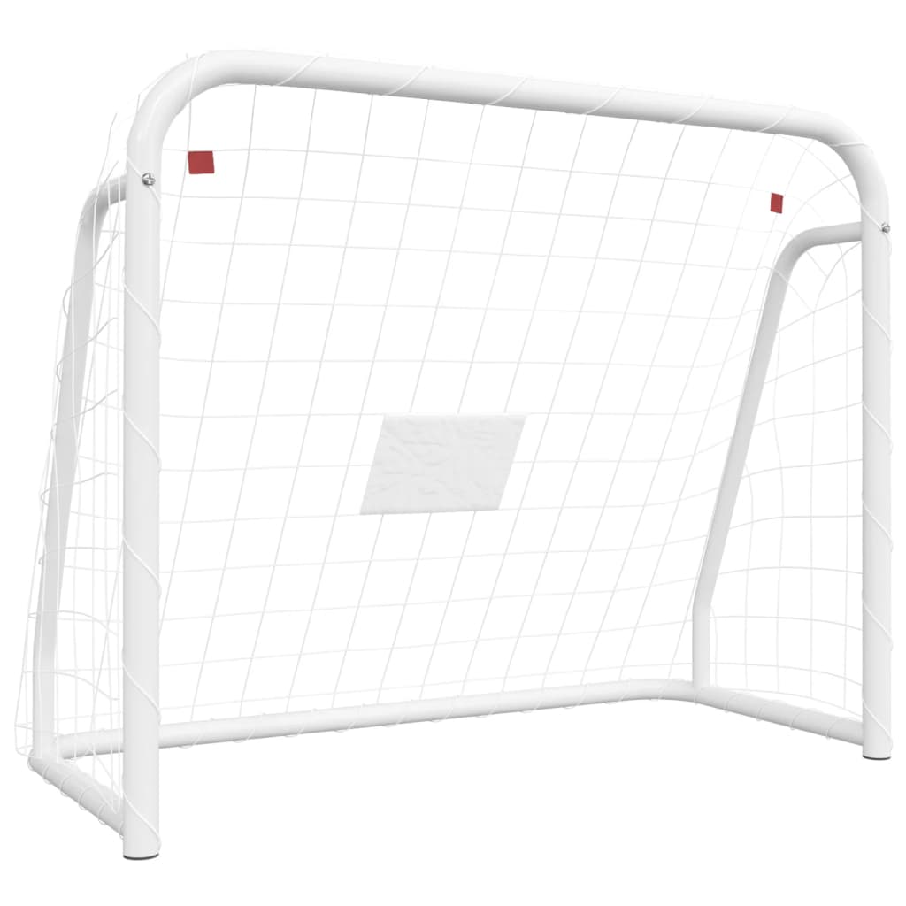 vidaXL Poartă de fotbal cu plasă, alb, 125x96x60 cm, oțel/poliester