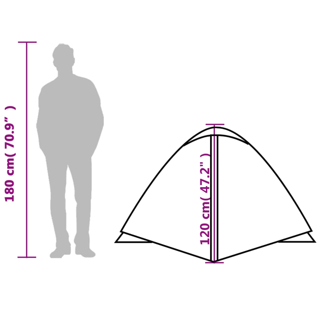 vidaXL Cort de camping cupolă pentru 3 persoane, verde, impermeabil