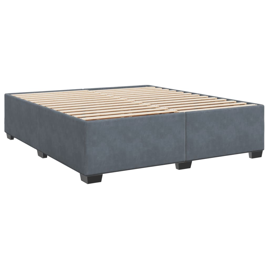 vidaXL Pat box spring cu saltea, gri închis, 200x200 cm, catifea