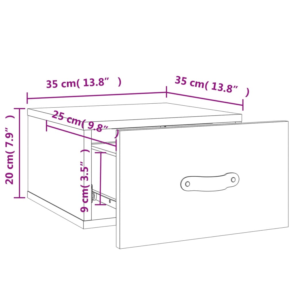 vidaXL Noptiere montate pe perete 2 buc. gri beton 35x35x20 cm