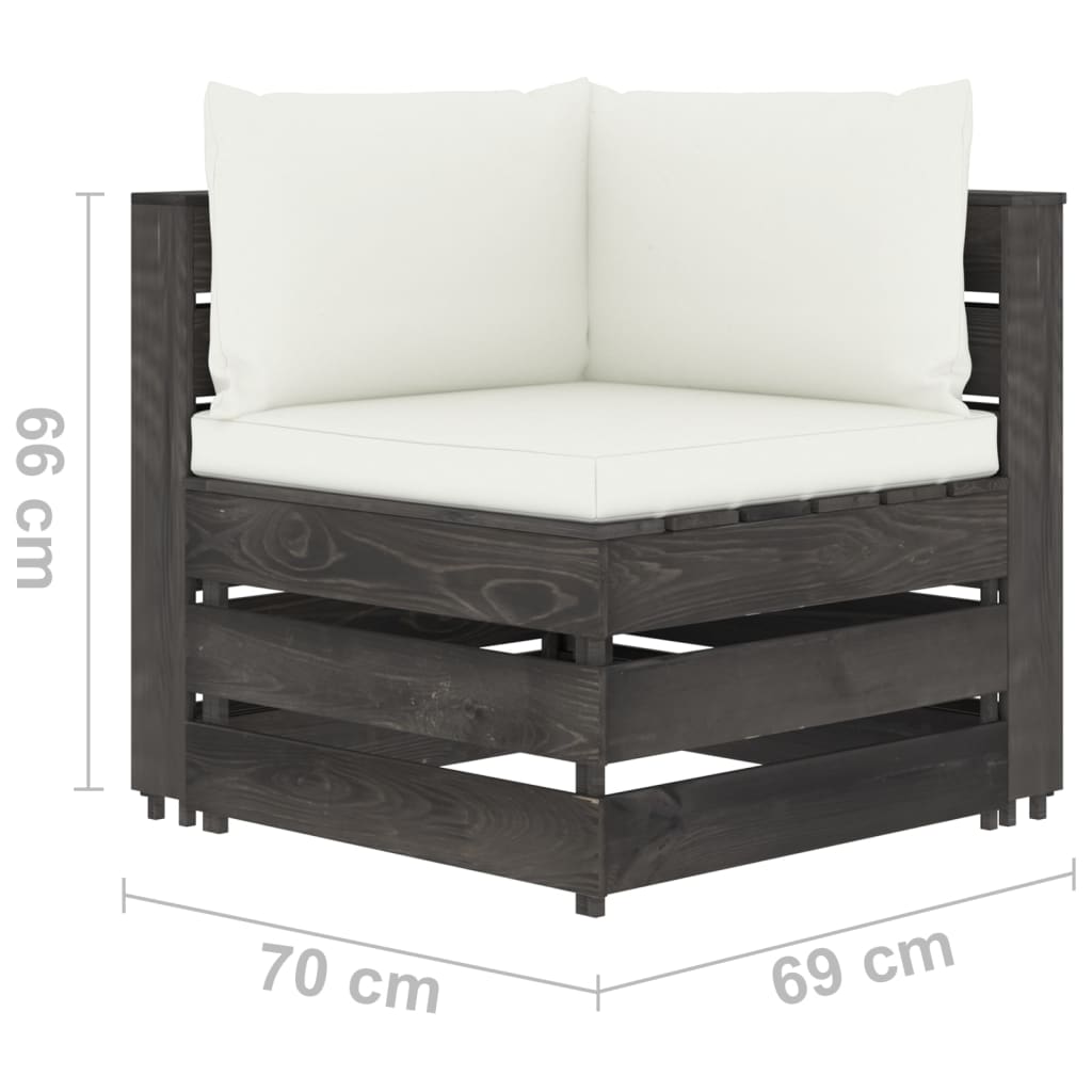 vidaXL Set mobilier de grădină cu perne, 6 piese, lemn gri tratat