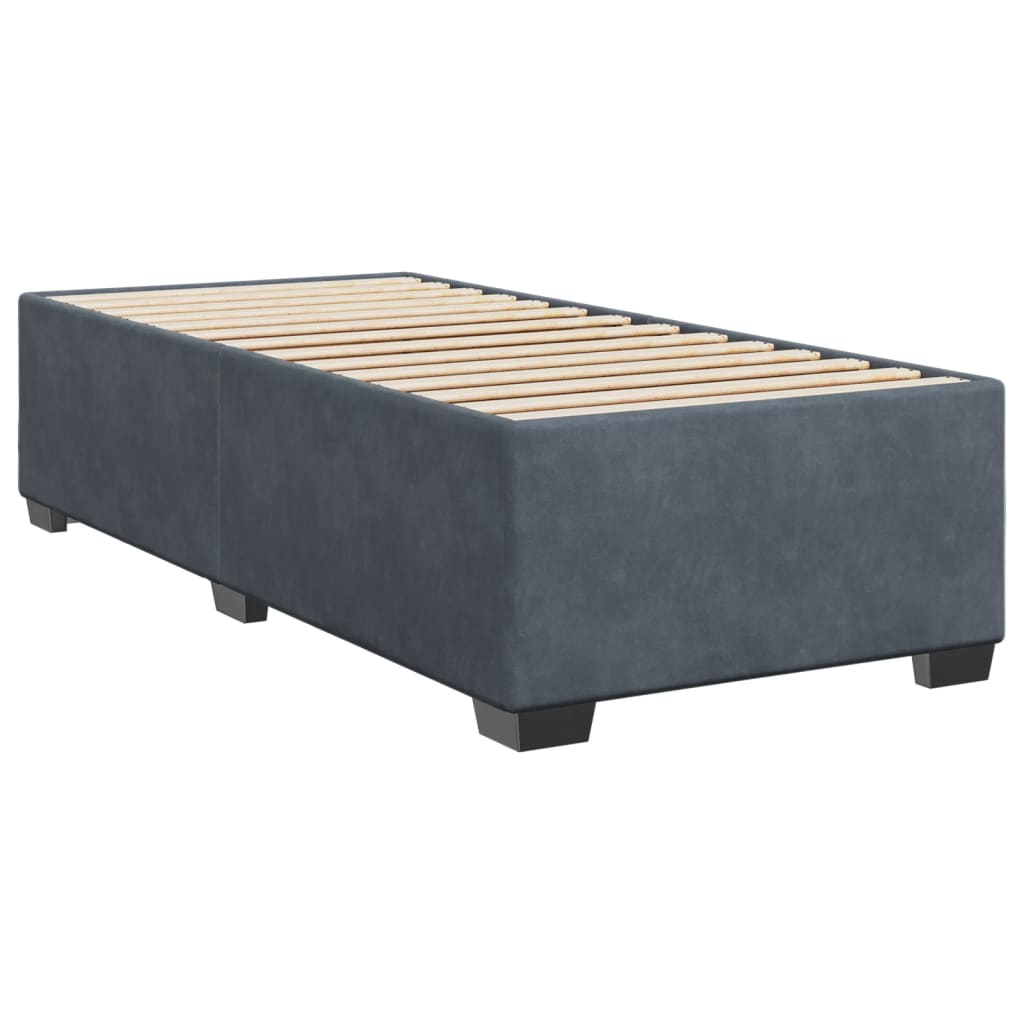 vidaXL Pat box spring cu saltea, gri închis, 90x190 cm, catifea