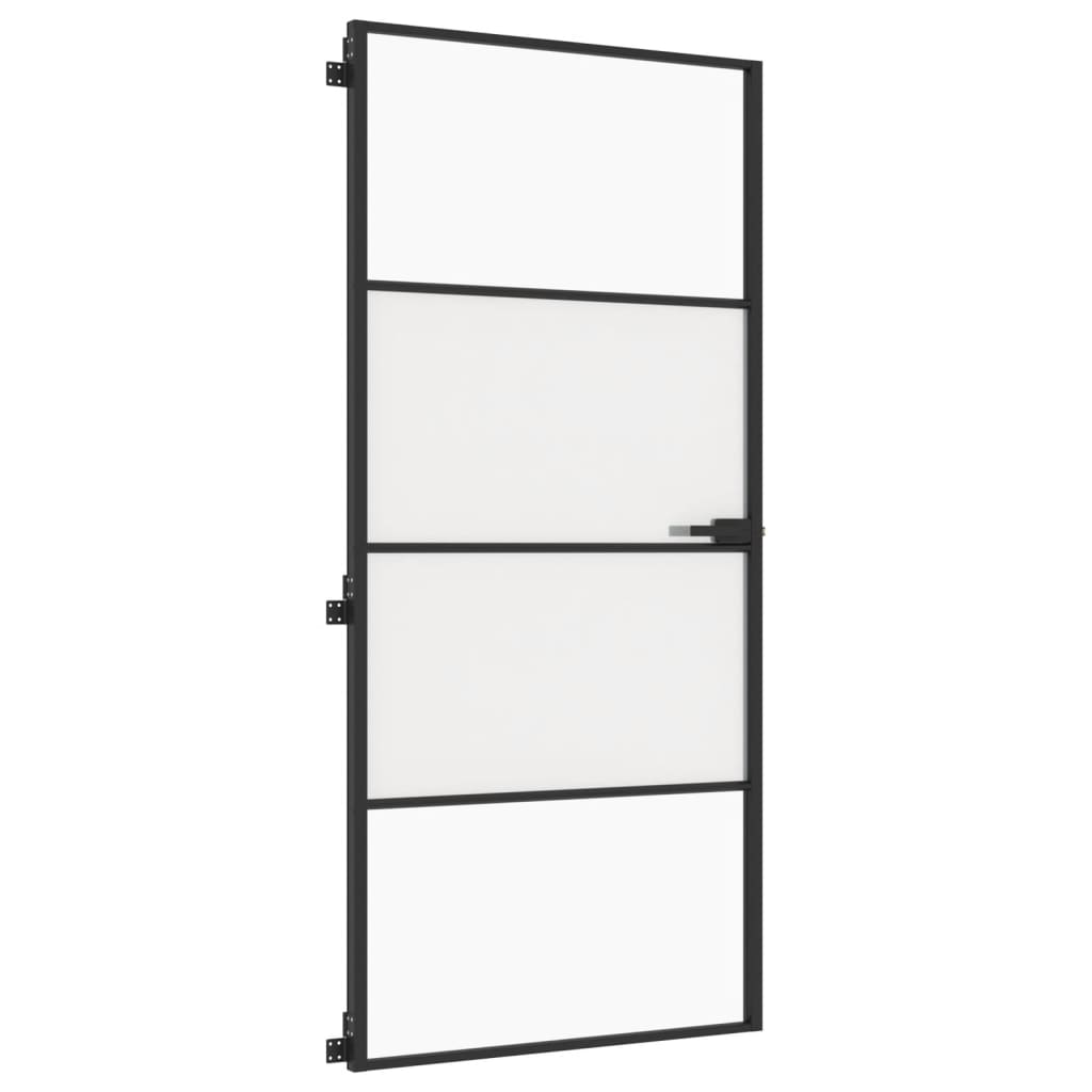 vidaXL Ușă de interior negru 93x201,5 cm sticlă securiz./aluminiu slim