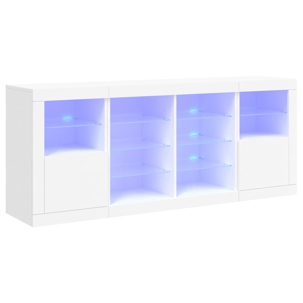 vidaXL Servantă cu lumini LED, alb, 163x37x67 cm