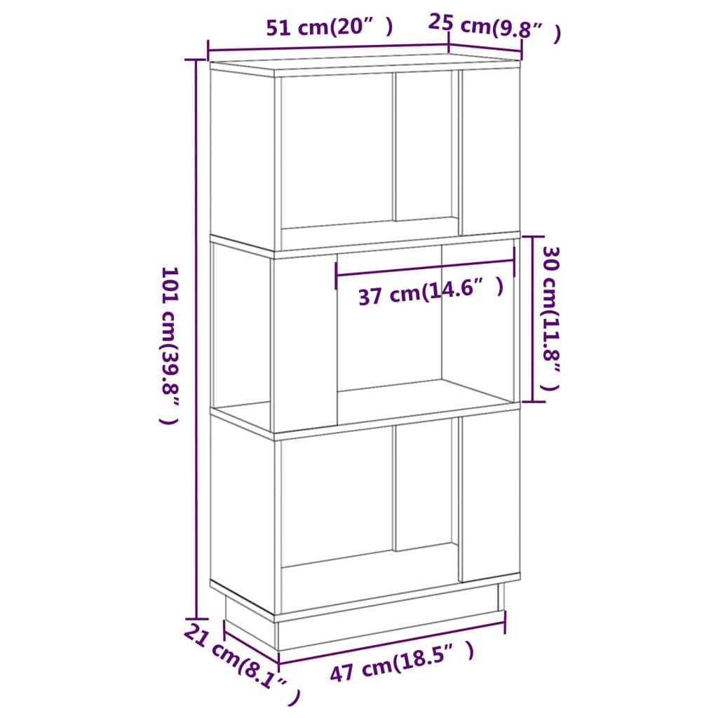 vidaXL Bibliotecă/Separator cameră, 51x25x101 cm lemn masiv pin