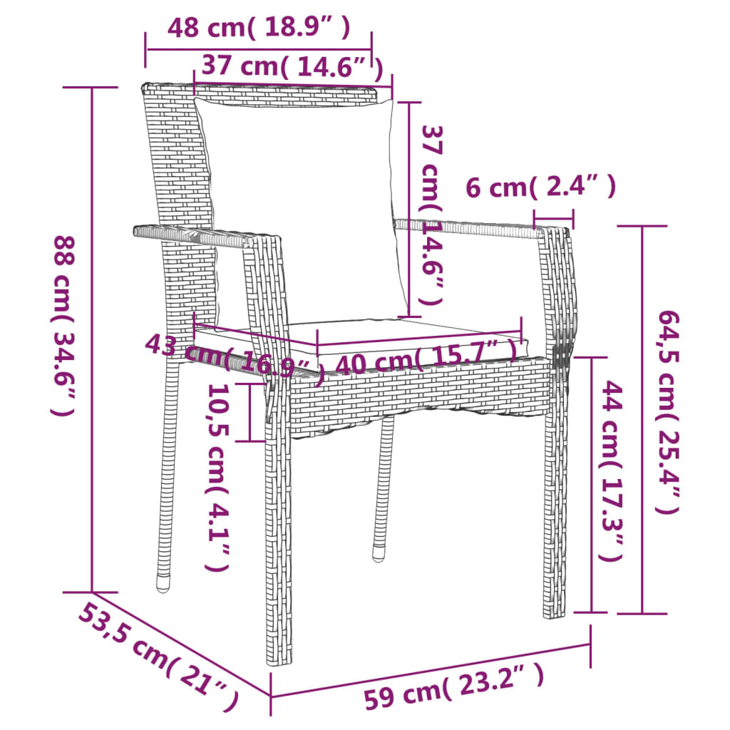 vidaXL Set mobilier de grădină cu perne, 7 piese, gri, poliratan