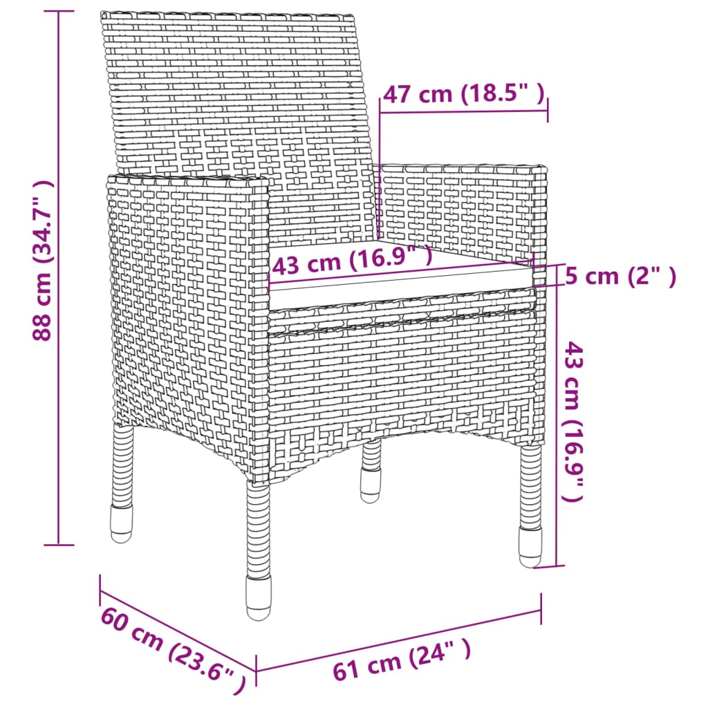 vidaXL Set mobilier de grădină cu perne, 7 piese, poliratan și sticlă