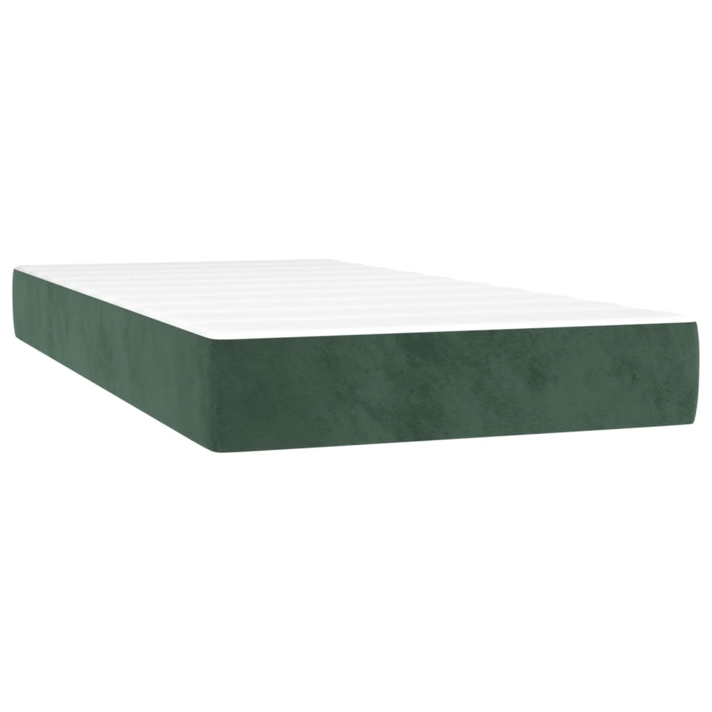 vidaXL Pat box spring cu saltea, verde închis, 90x190 cm, catifea