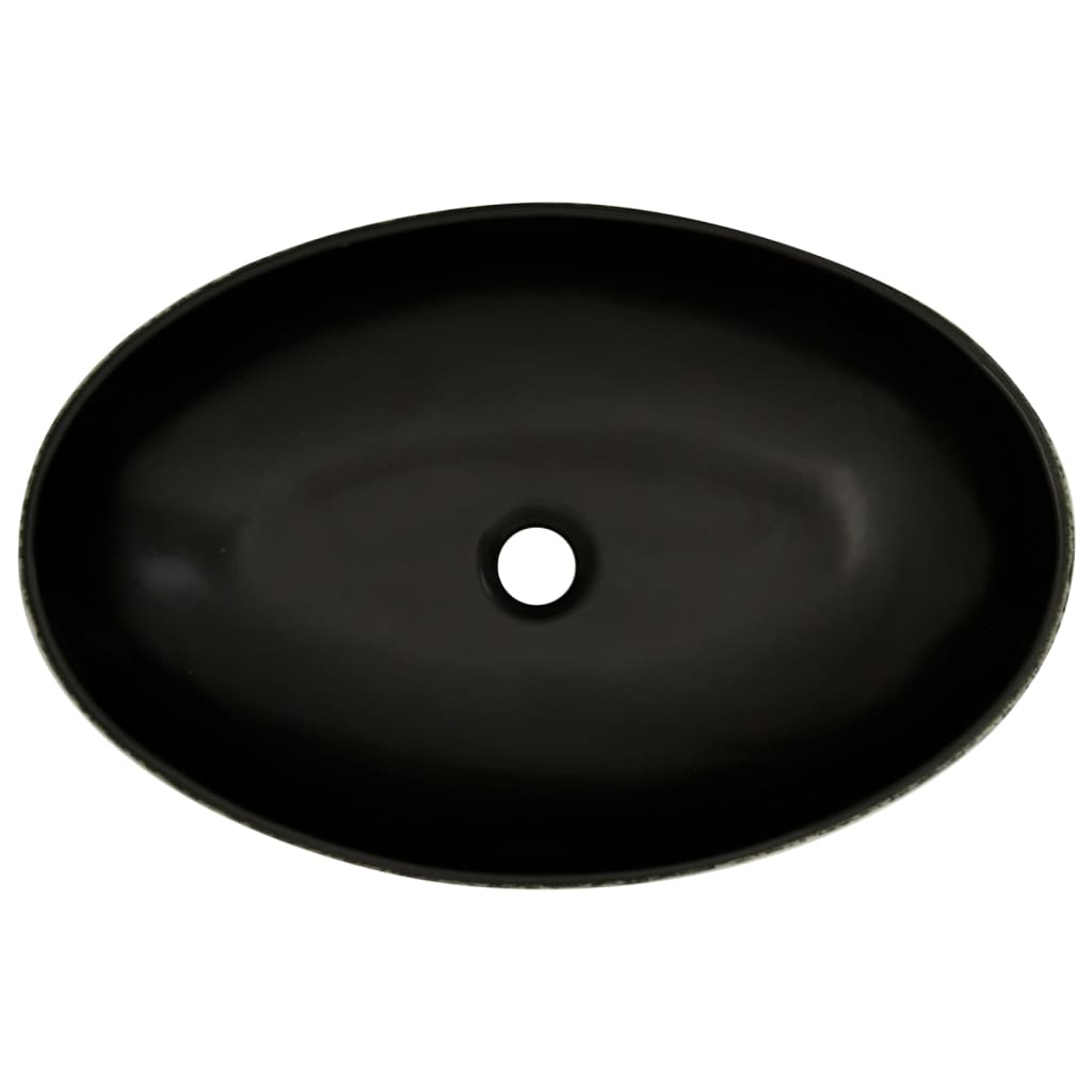 vidaXL Lavoar de blat negru și albastru 56,5x36,5x13,5cm ceramică oval