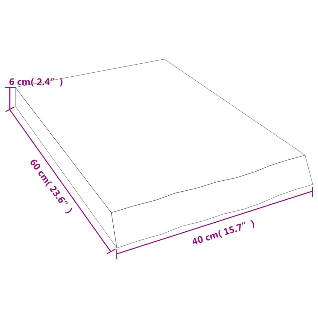 vidaXL Blat de baie, maro închis, 40x60x(2-6) cm, lemn masiv tratat