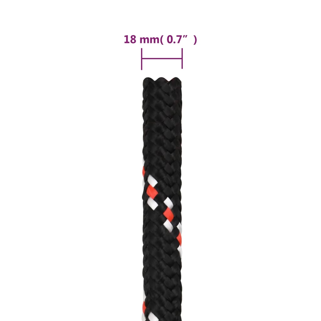 vidaXL Frânghie de barcă, negru, 18 mm, 100 m, polipropilenă